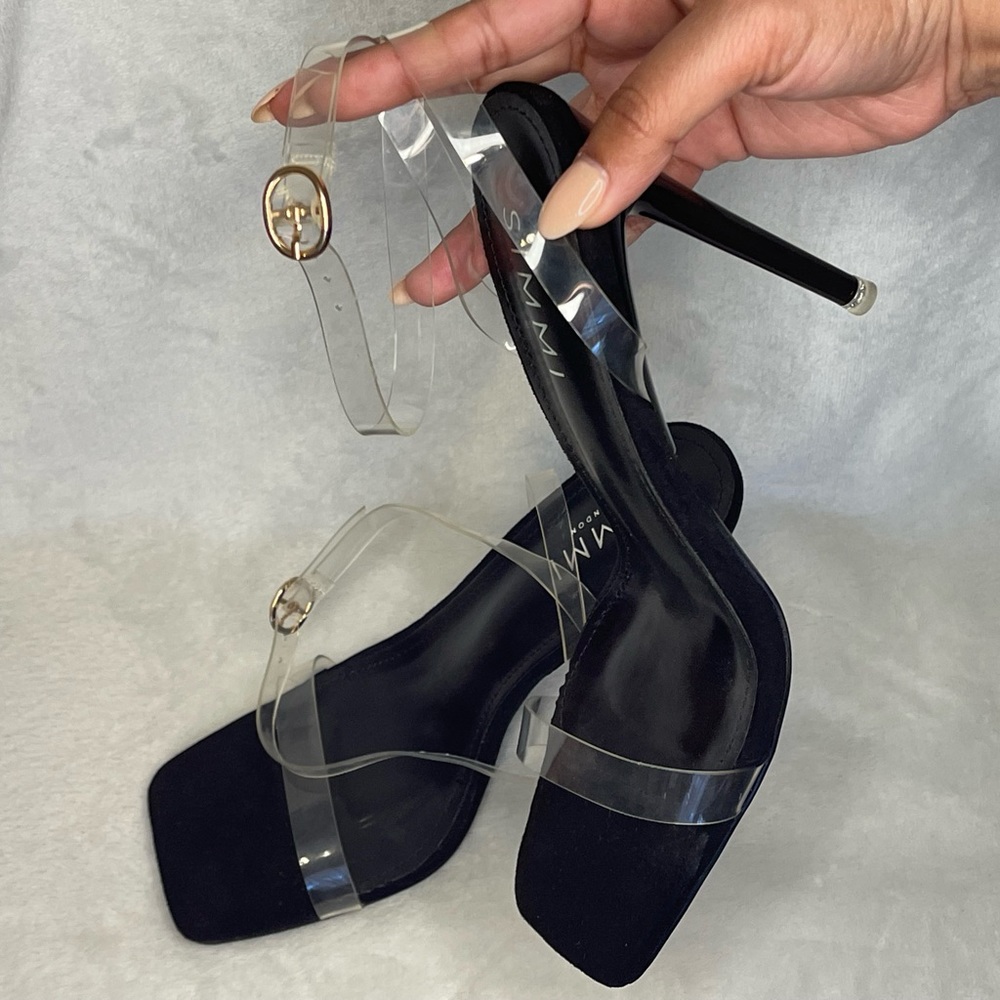Simmi London clear strap square toe heels